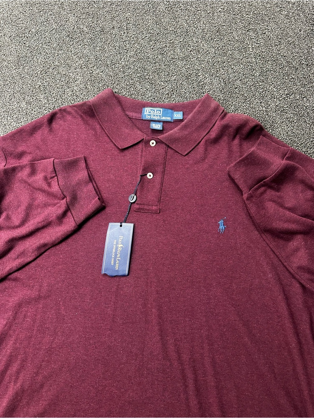Vintage Polo Ralph Lauren Polo Shirt Mens XXL Maroon Long Sleeve Cotton- NWT